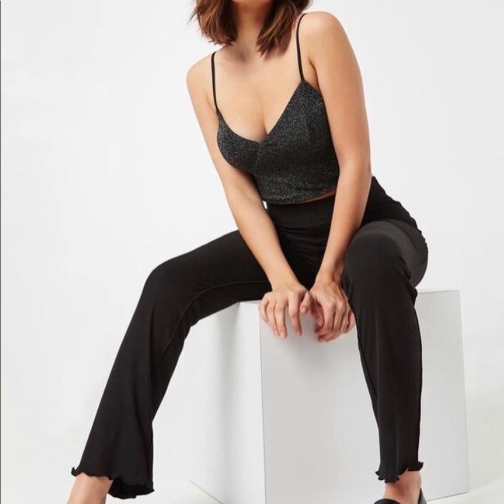 Silver & Black Sparkly Cropped Tank Top